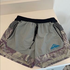 Nike Trail Two-Tone Gray Shorts with Purple Camo Trim